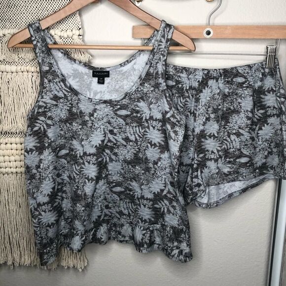 Tahari Sleeveless Ruffle Tank & Short Pajama Set - Picture 3 of 9